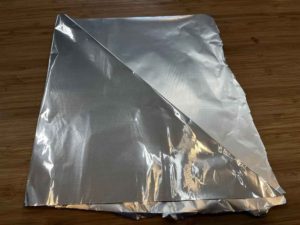 double folded tin foil corner